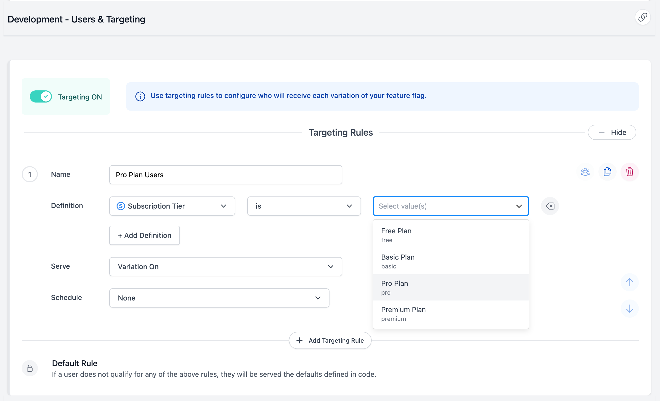 image of selecting a custom property value